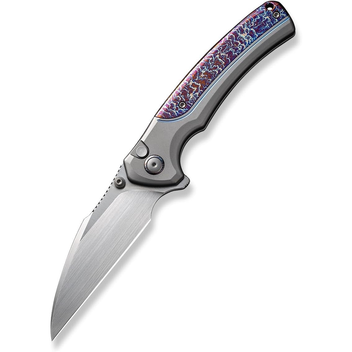 GUNMANSA WE22024D-4 Gray Titanium Handle with Flamed Titanium Integral Spacer Knife