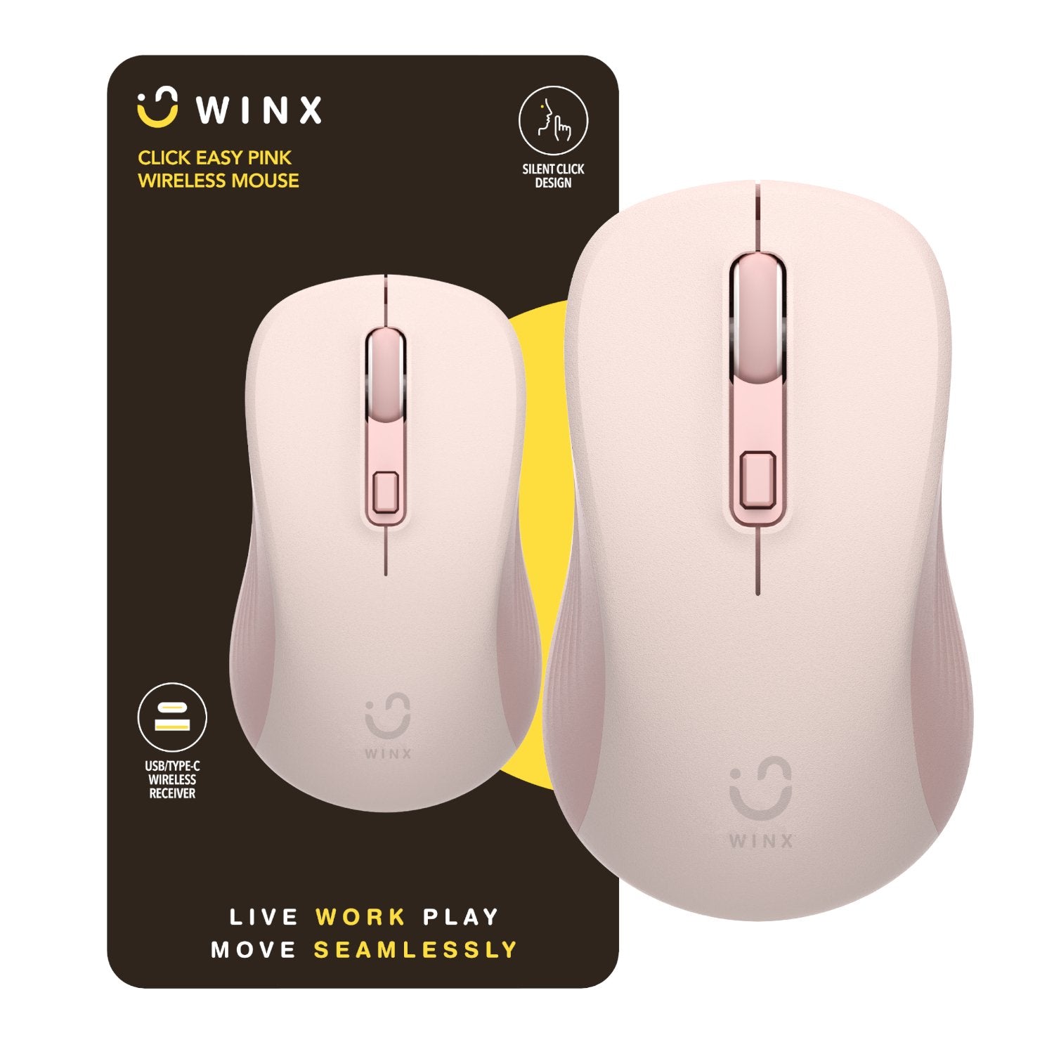 GUNMANSA WINX CLICK Easy 1600DPI 2.4GHz Wireless Mouse - Pink