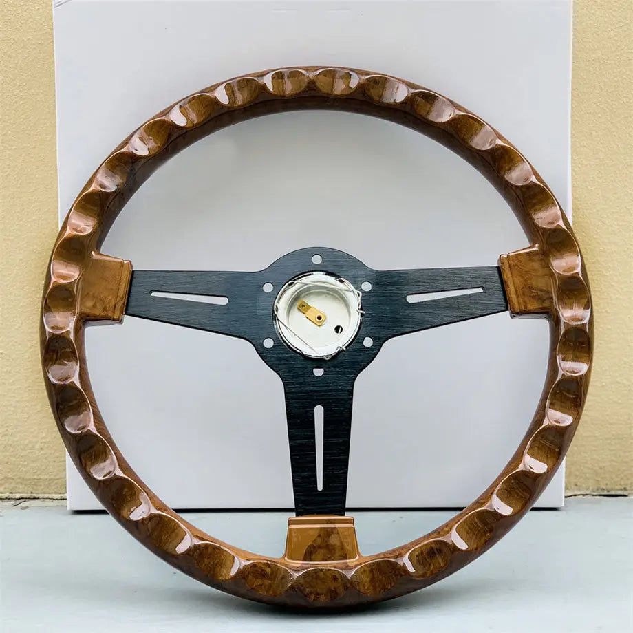 GUNMANSA Wood Grain Look Racing Style Steering Wheel (350mm)