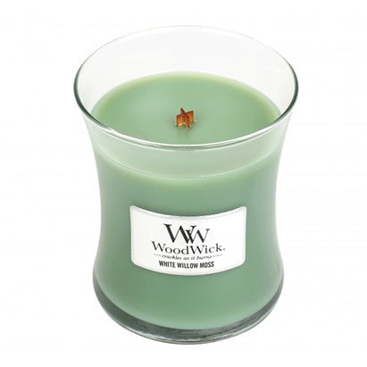 GUNMANSA Woodwick White Willow Moss Candle Medium Jar Retail Box No