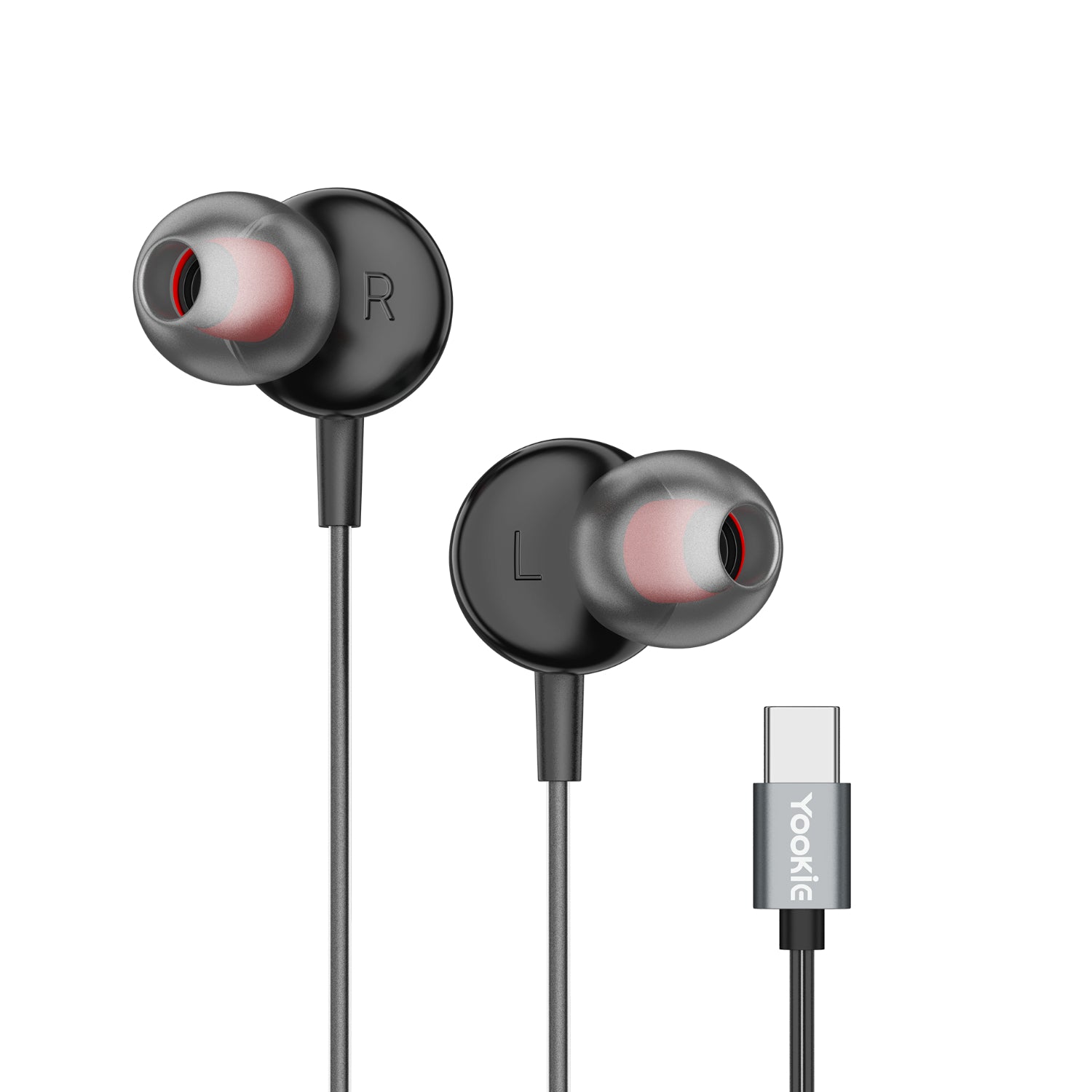 GUNMANSA Yookie YTL-11 Wired Earphones Type-C - Black/Silver