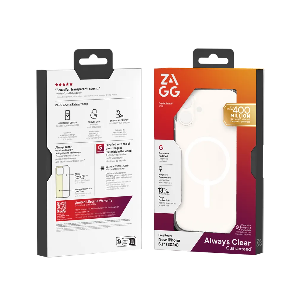 GUNMANSA ZAGG Cases Crystal Palace Snap Apple iPhone 16 Clear, Cover, Apple, iPhone 16