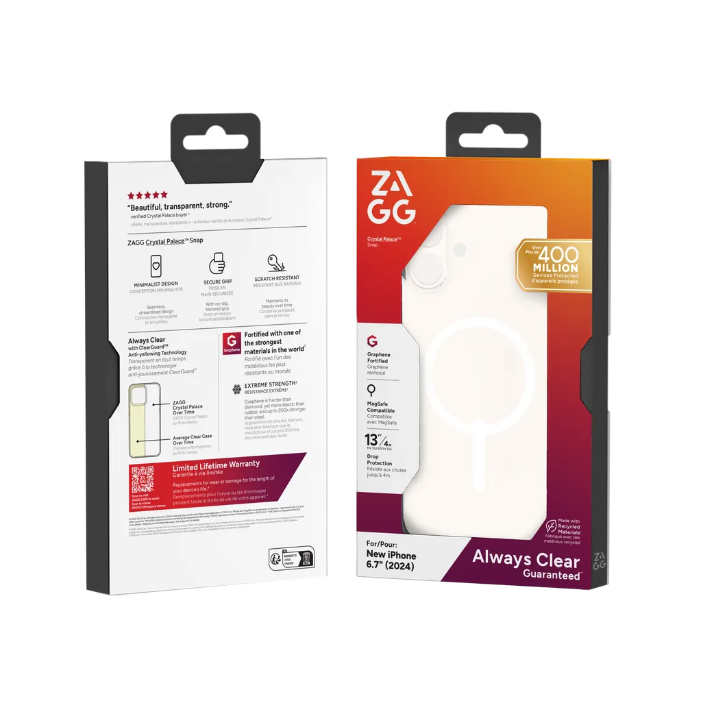 GUNMANSA ZAGG Cases Crystal Palace Snap Apple iPhone 16 Plus Clear, Cover, Apple, iPhone 16+, 17 cm (6.7"), Transparent