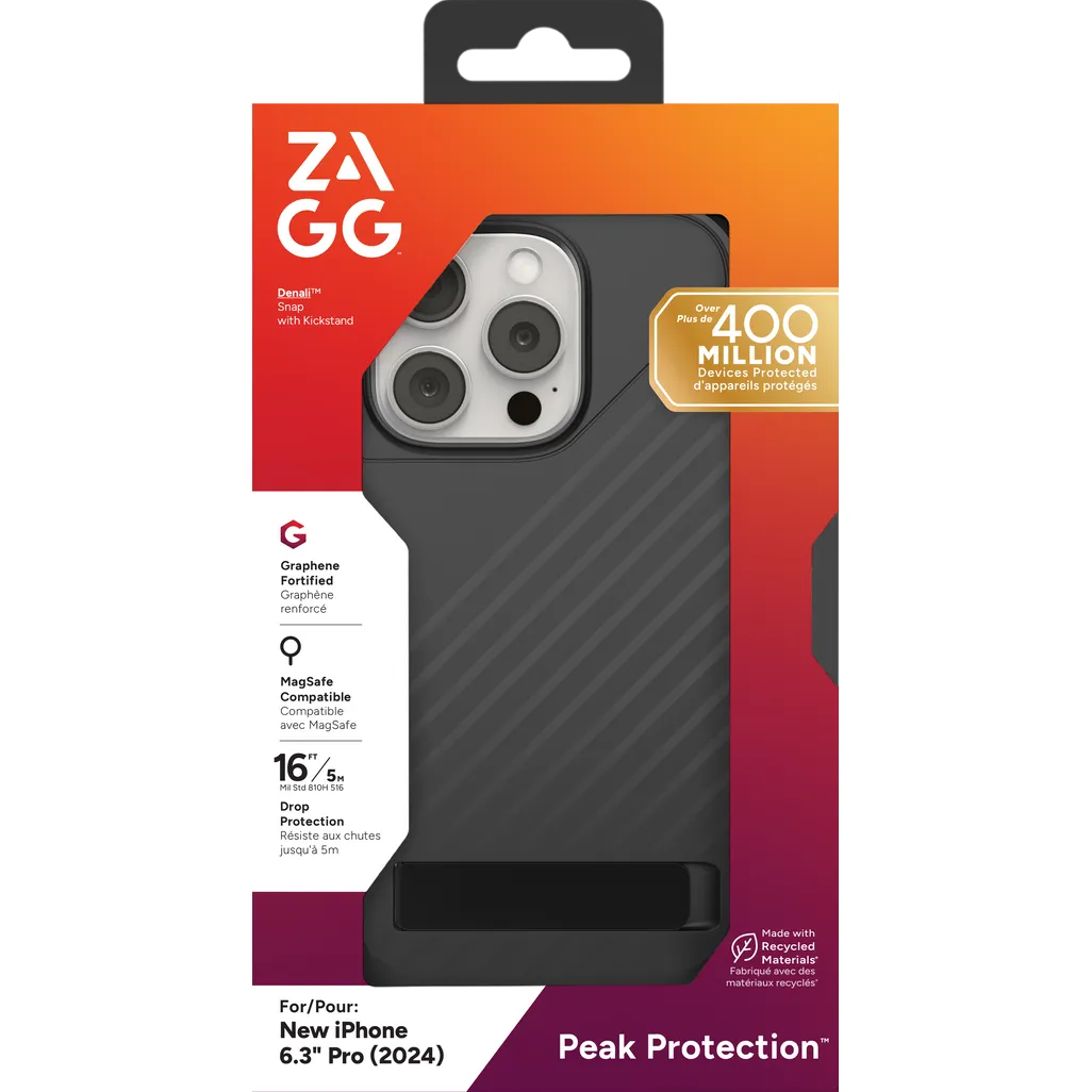 GUNMANSA ZAGG Cases Denali Snap KS Apple iPhone 16 Pro Black, Cover, Apple, iPhone 16 Pro, 16 cm (6.3"), Black