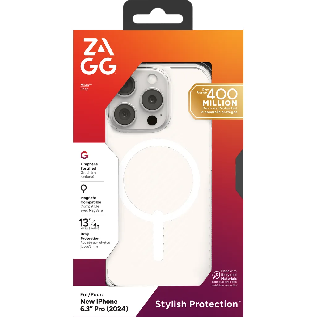 GUNMANSA ZAGG Cases Luxe Snap Apple iPhone 16 Pro Clear, Cover, Apple, iPhone 16 Pro, 16 cm (6.3"), Transparent