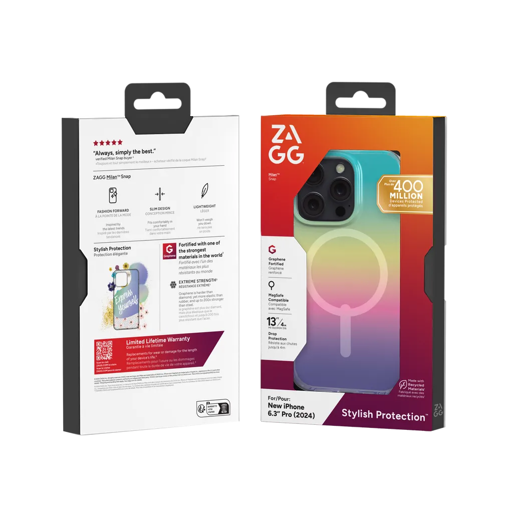 GUNMANSA ZAGG Cases Milan Snap Apple iPhone 16 Pro Iridescent, Cover, Apple, iPhone 16 Pro, 16 cm (6.3"), Multicolour