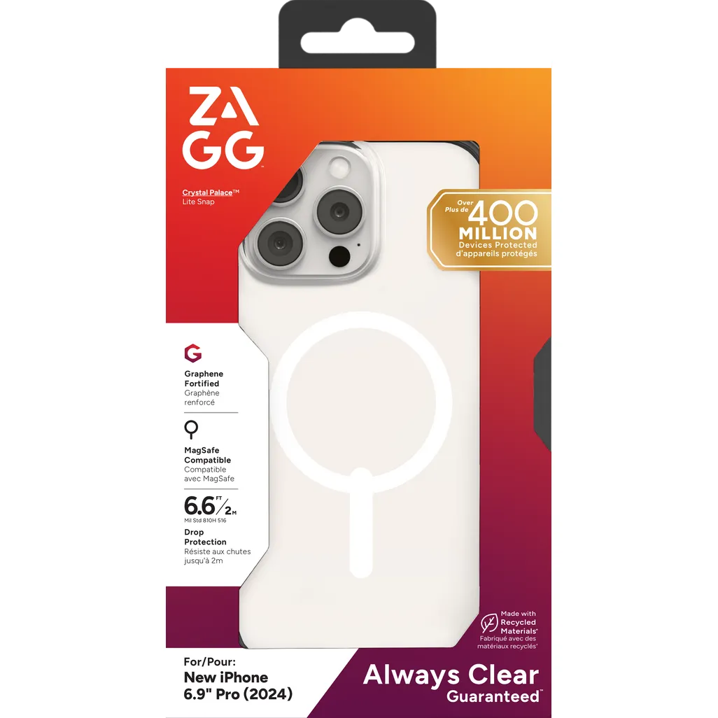 GUNMANSA ZAGG Cases PH CrystlPal Lite Snap Apple iPhone 16 Pro Max Clear, Cover, Apple, iPhone 16 Pro Max, 17.5 cm (6.9"), Transparent