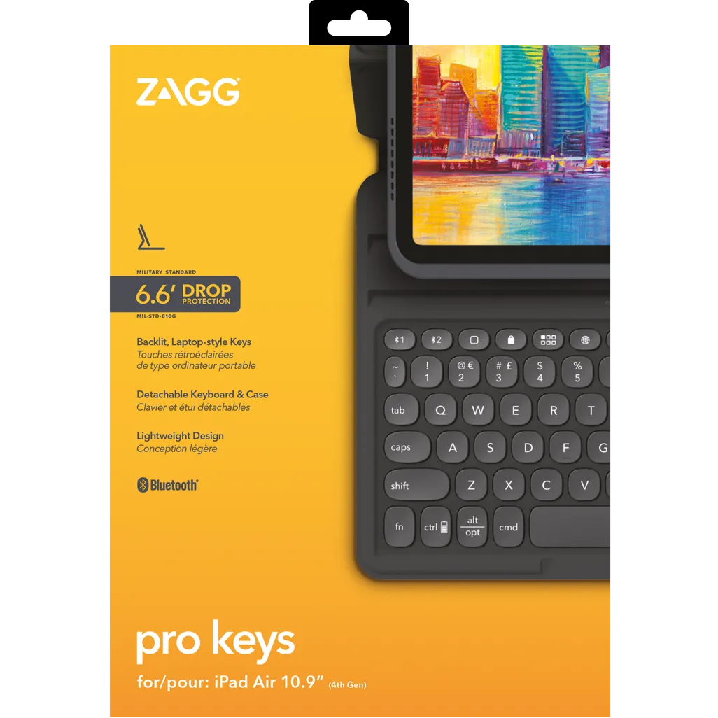 GUNMANSA ZAGG Keyboard Pro Keys-Apple-iPad 10.9-Black/Grey-UK, UK English, Apple