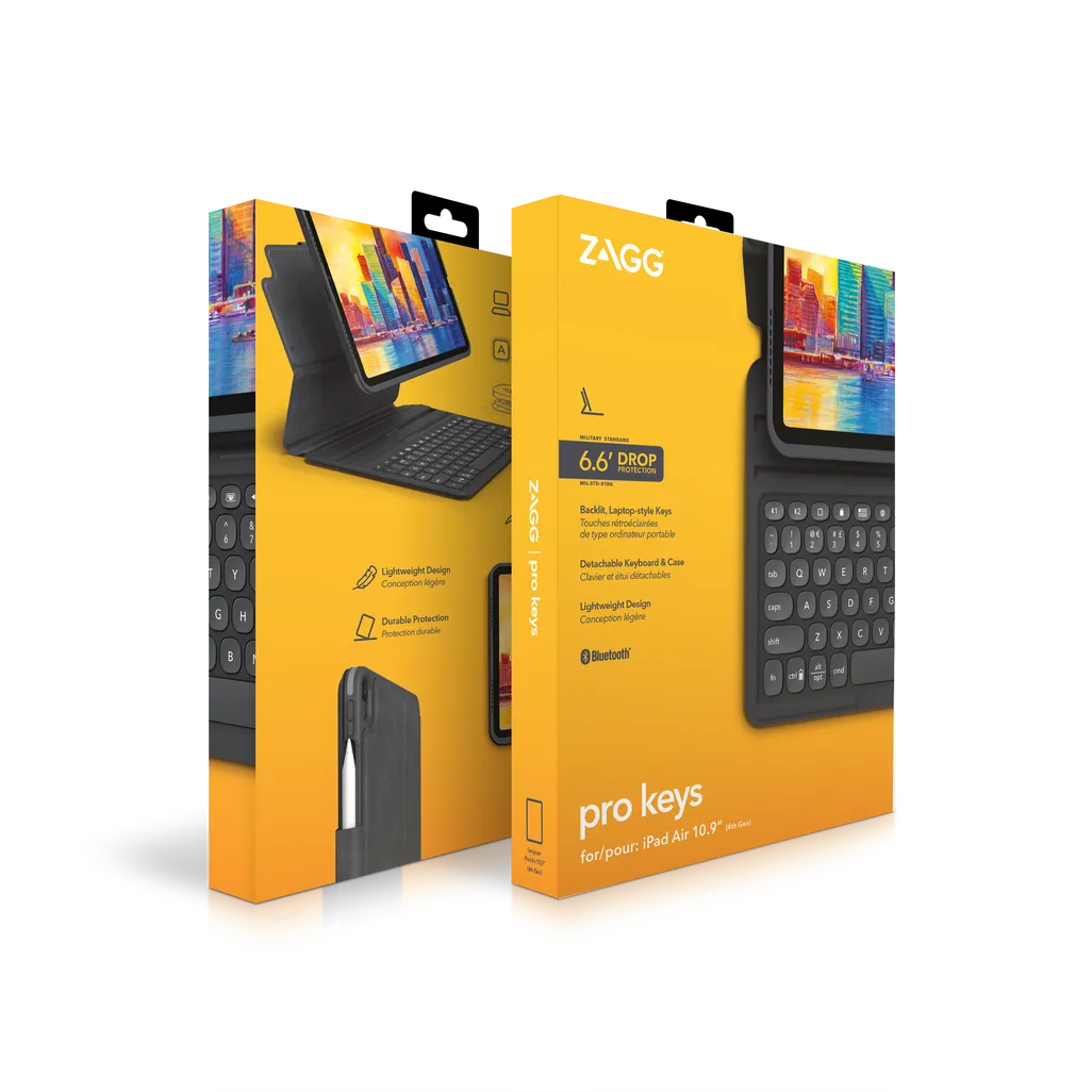 GUNMANSA ZAGG Keyboard Pro Keys-Apple-iPad 10.9-Black/Grey-UK, UK English, Apple