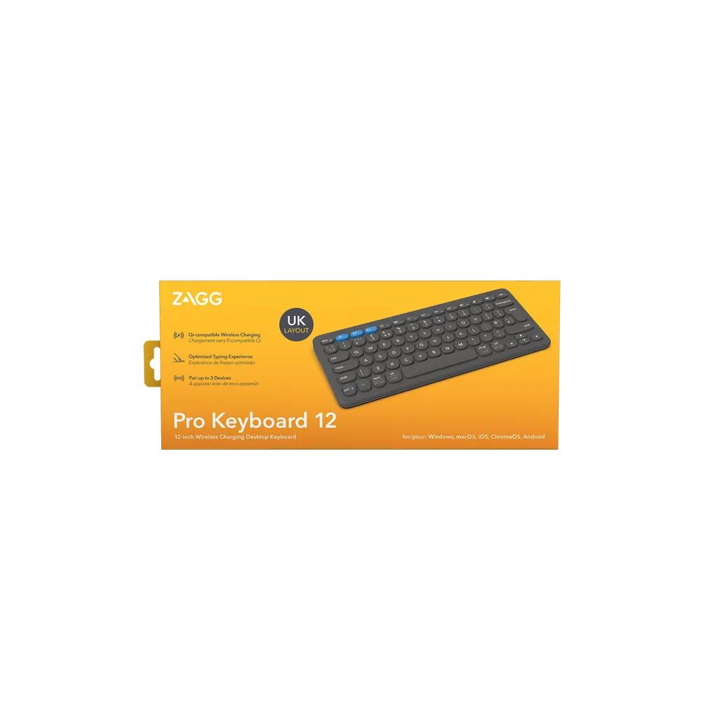 GUNMANSA ZAGG Pro Keyboard 12, Wireless, Bluetooth, QWERTY, Black