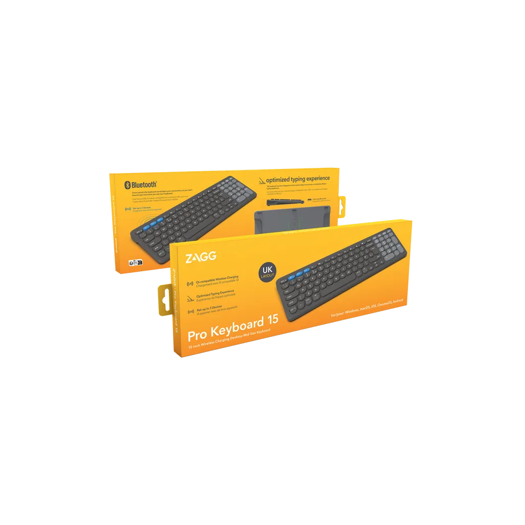 GUNMANSA ZAGG Pro Keyboard 15, Wireless, Bluetooth, QWERTY, Black