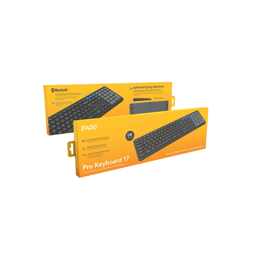 GUNMANSA ZAGG Pro Keyboard 17, Full-size (100%), Wireless, Bluetooth, QWERTY, Black