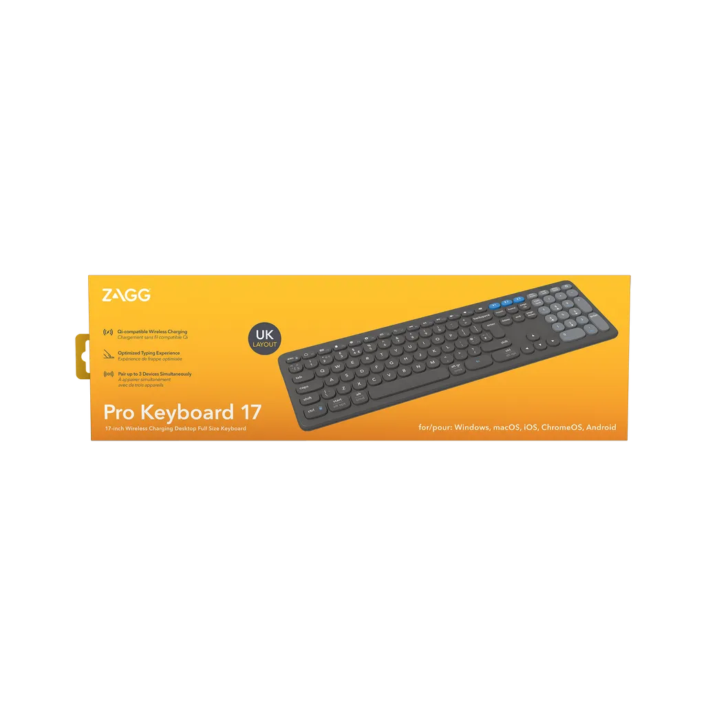 GUNMANSA ZAGG Pro Keyboard 17, Full-size (100%), Wireless, Bluetooth, QWERTY, Black