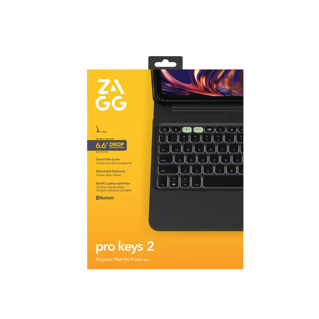 GUNMANSA ZAGG Pro Keys 2, QWERTY, UK English, Apple, iPad Pro 11 (M4), Black, 27.9 cm (11")