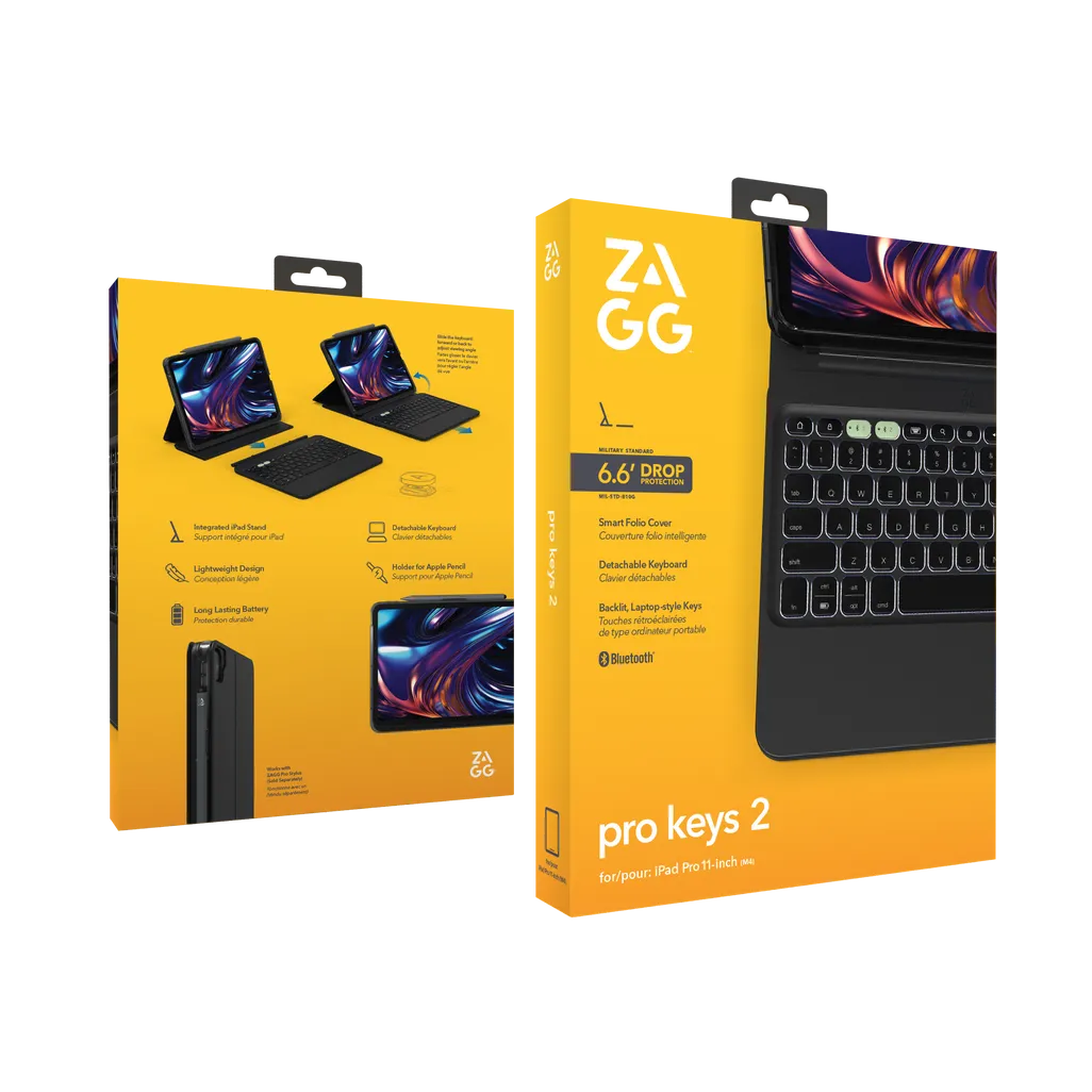 GUNMANSA ZAGG Pro Keys 2, QWERTY, UK English, Apple, iPad Pro 11 (M4), Black, 27.9 cm (11")