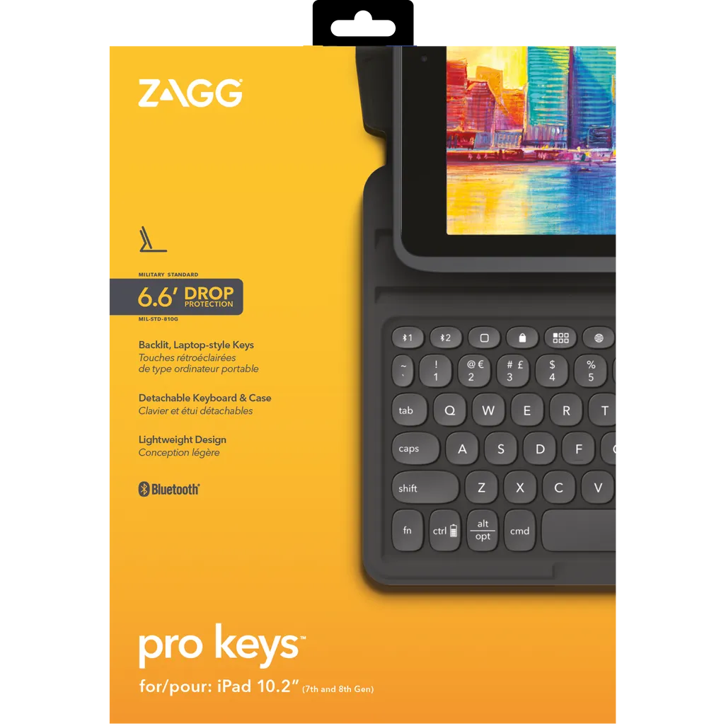 GUNMANSA ZAGG Pro Keys Apple iPad 10.2 Black/Grey UK, UK English, Apple, iPad, Black