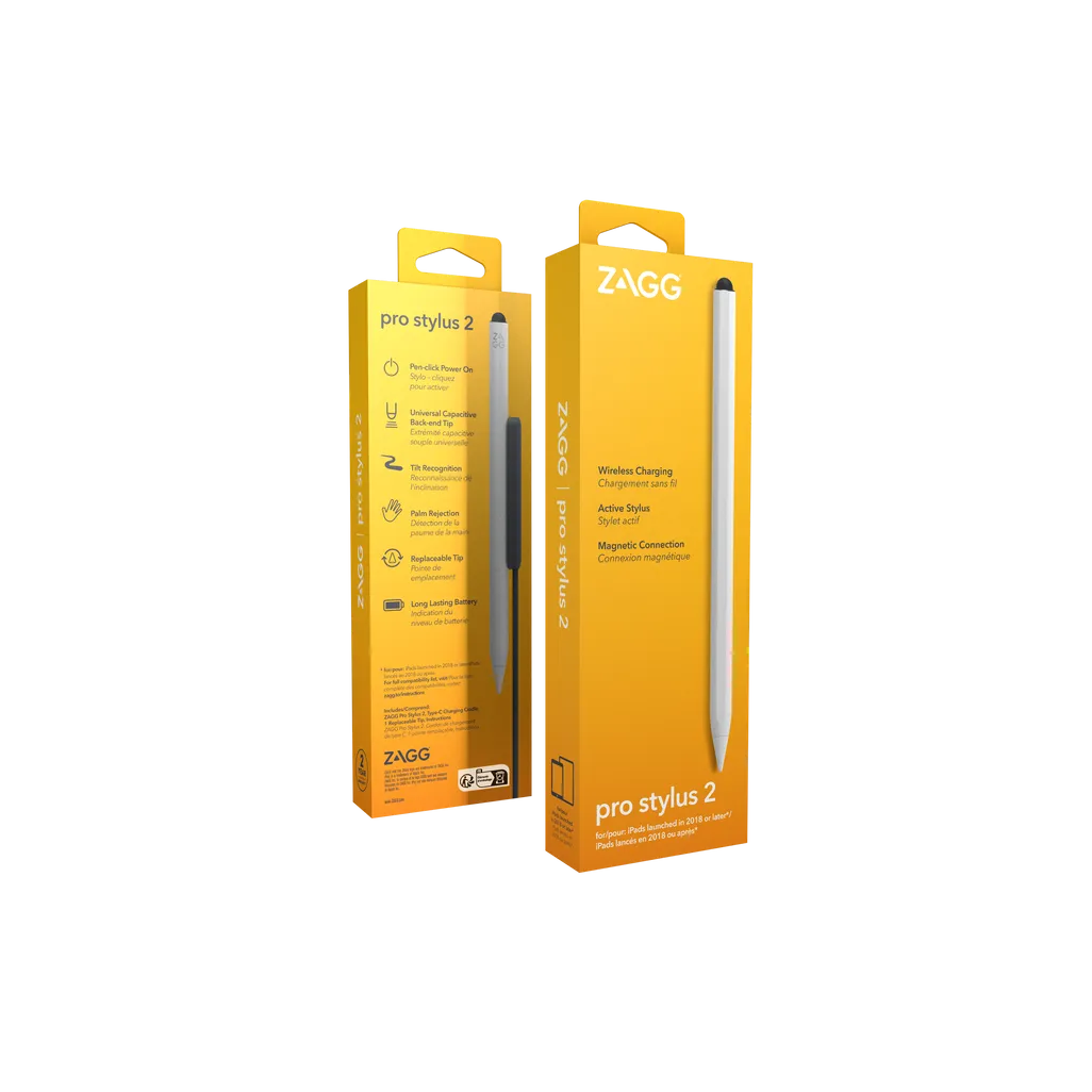 GUNMANSA ZAGG Pro Stylus 2, Tablet, Apple, White, iPad Pro 11 & iPad Pro 12.9, Capacitive, Built-in