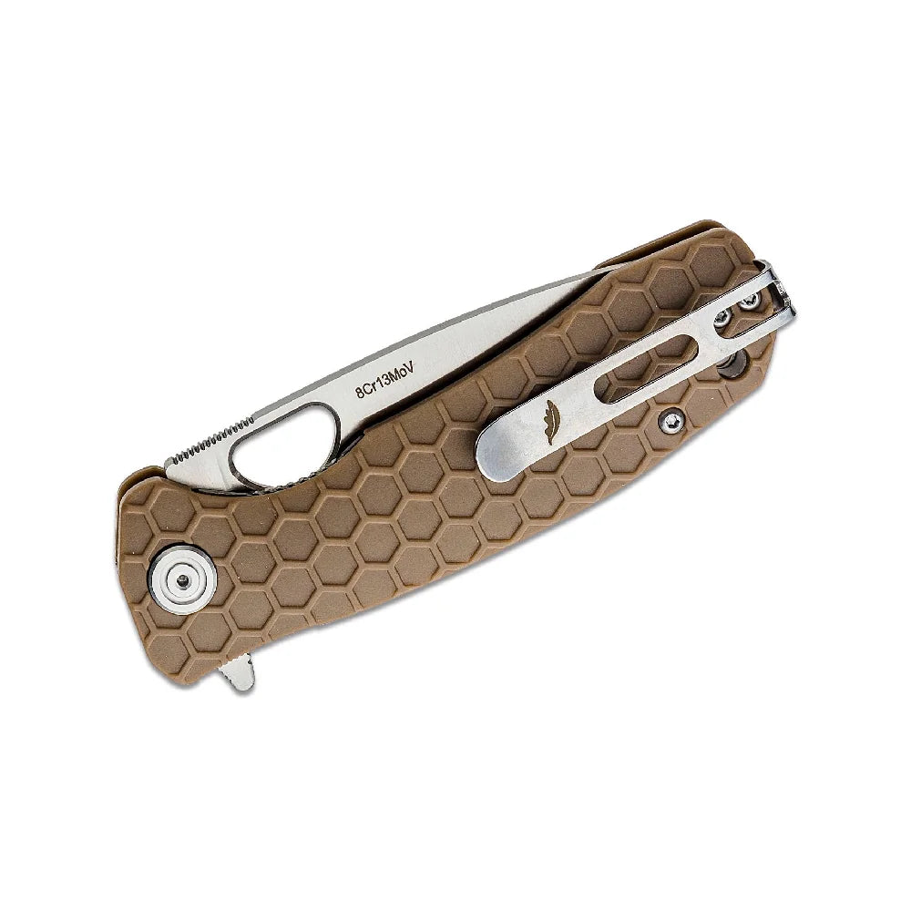 HONEY BADGER Honey Badger Tan Flipper Knife Medium- Hb1012