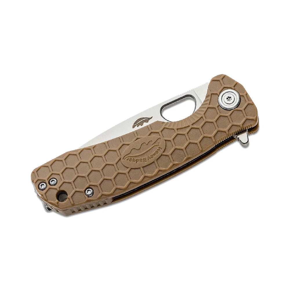 HONEY BADGER Honey Badger Tan Flipper Knife Medium- Hb1012