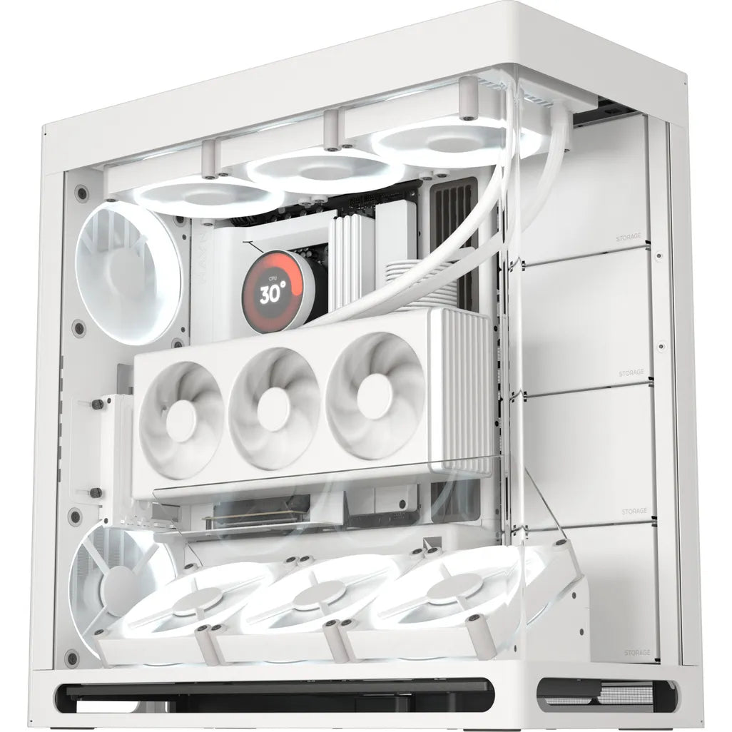 Aerocool HAVN HS 420 Base Edition White EATX case - Adjustable GPU Bracket - Supports 11 fans (0 Incl) - 4x 3.5'' or 8x 2.5''