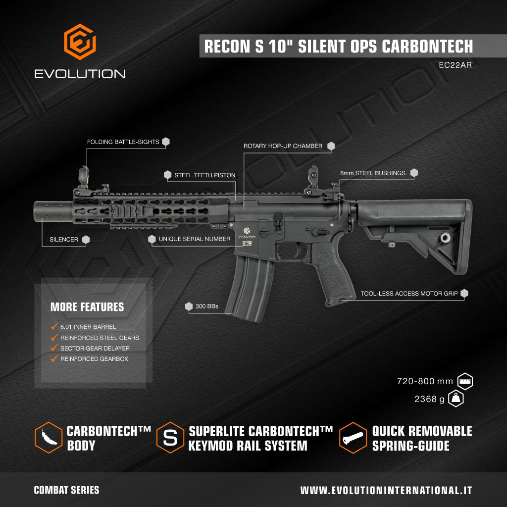 Evolution Recon S 10″ Carbontech Airsoft Rifle (AEG|Full-Semi Auto|300) 94173