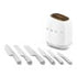 Smeg White Retro Knives Block Set - KBSF02WH
