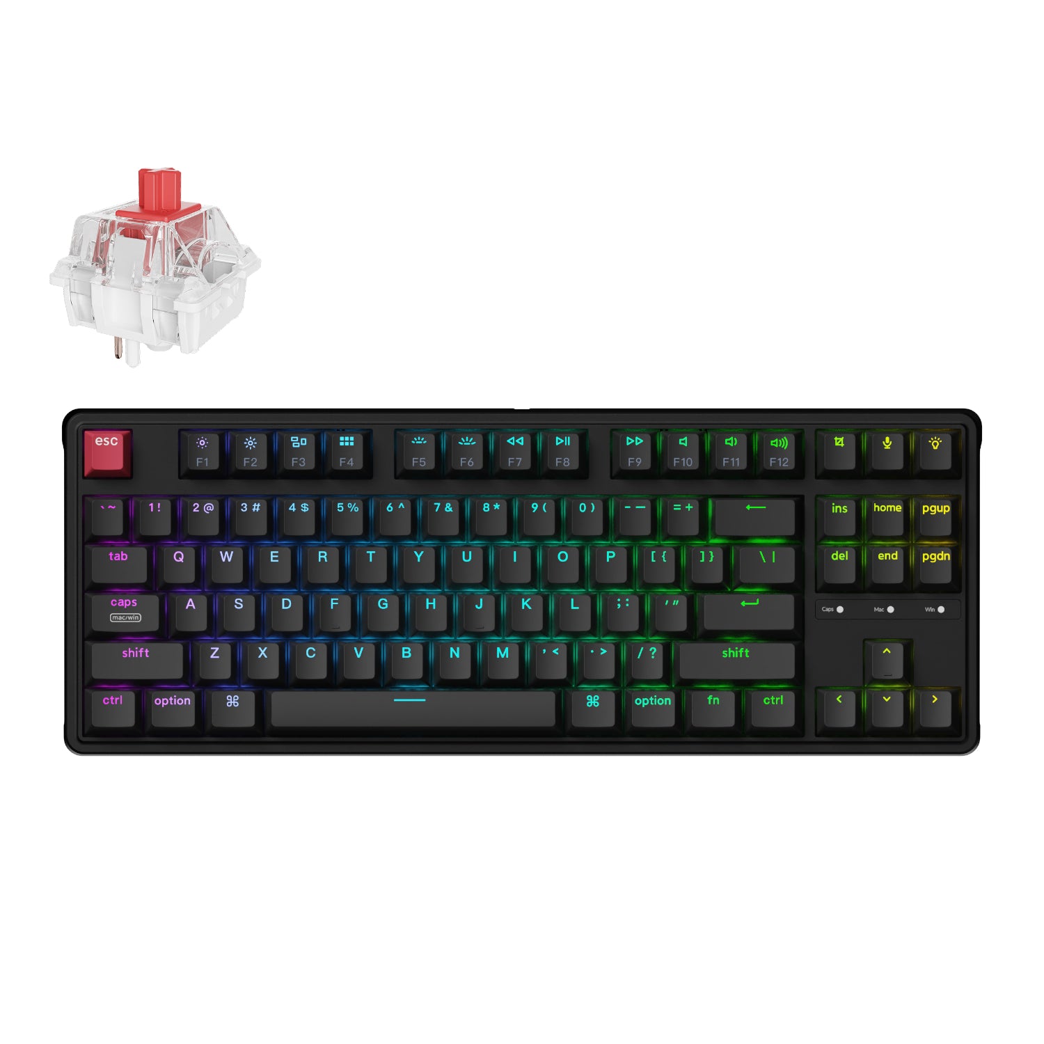 Keychron Keychron C3 Pro 8K QMK RGB Wired Mechanical Keyboard (80% Layout, Red Super Switch Hot-Swappable)
