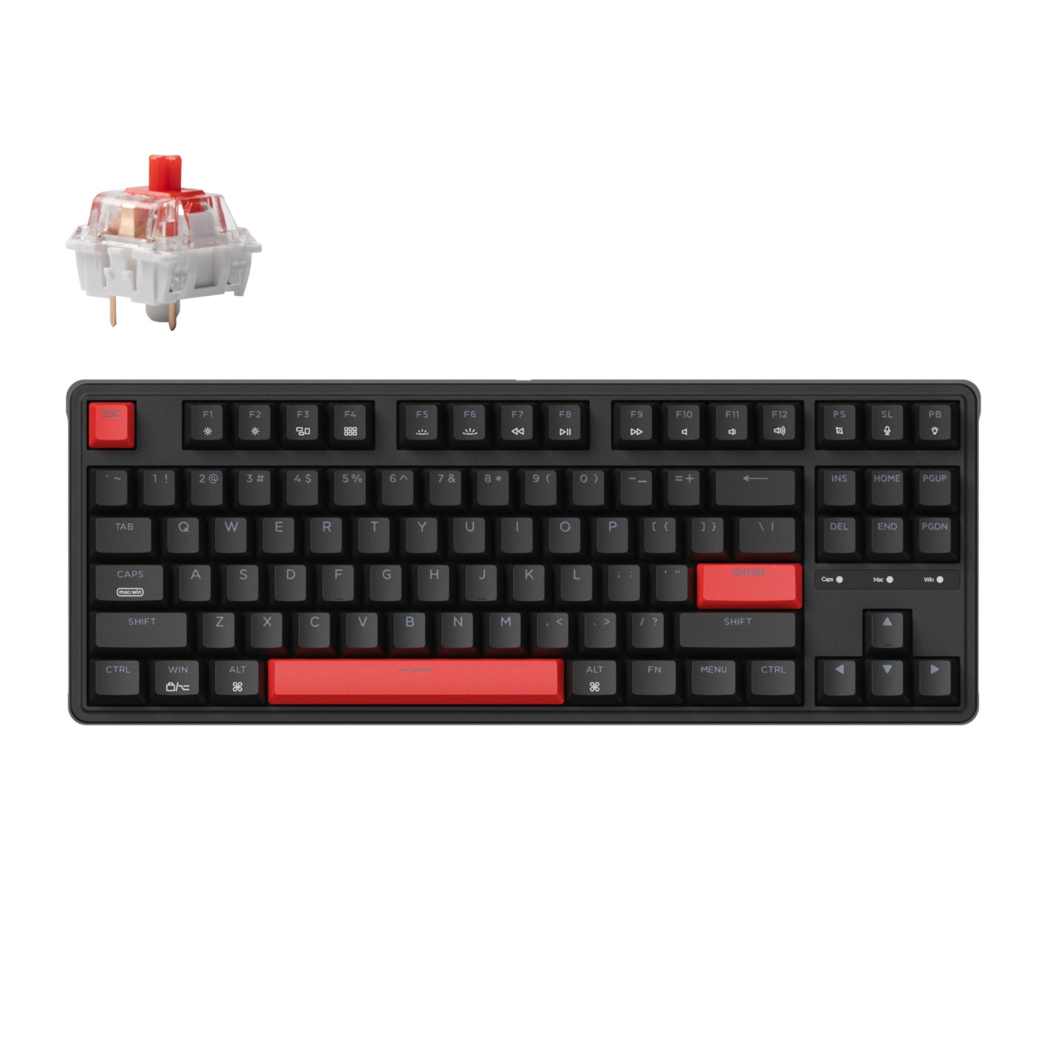Keychron Keychron C3 Pro QMK/VIA Wired Mechanical Keyboard (80% Layout, Red Switches, ABS Keycaps)
