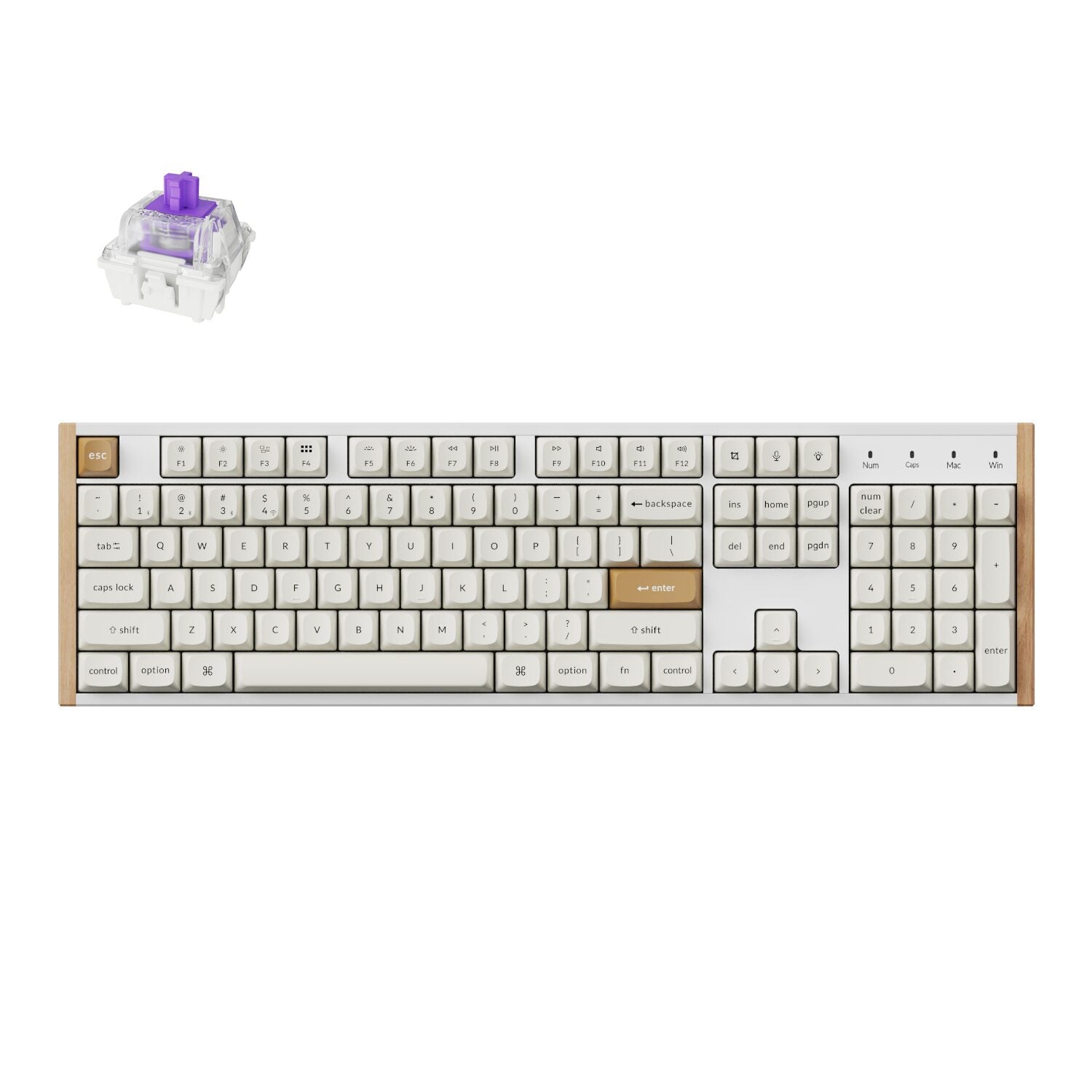 Keychron Keychron K10 HE Special Edition Full-size Hot-Swap Gateron Dbl-Rail Nebula Switch RGB Wireless Keyboard - White (Wood + Al)