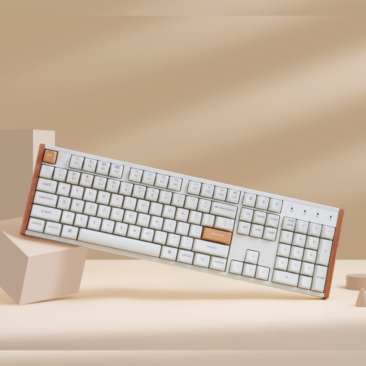 Keychron Keychron K10 HE Special Edition Full-size Hot-Swap Gateron Dbl-Rail Nebula Switch RGB Wireless Keyboard - White (Wood + Al)