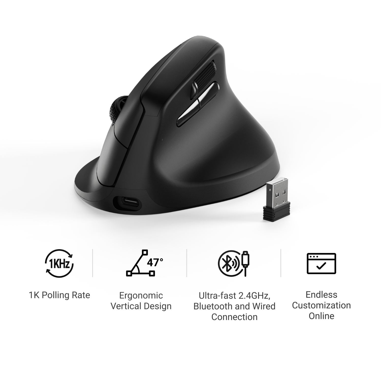 Keychron Keychron M5-A29 1K Wireless Mouse (BT/2.4GHz/Wired) - Black