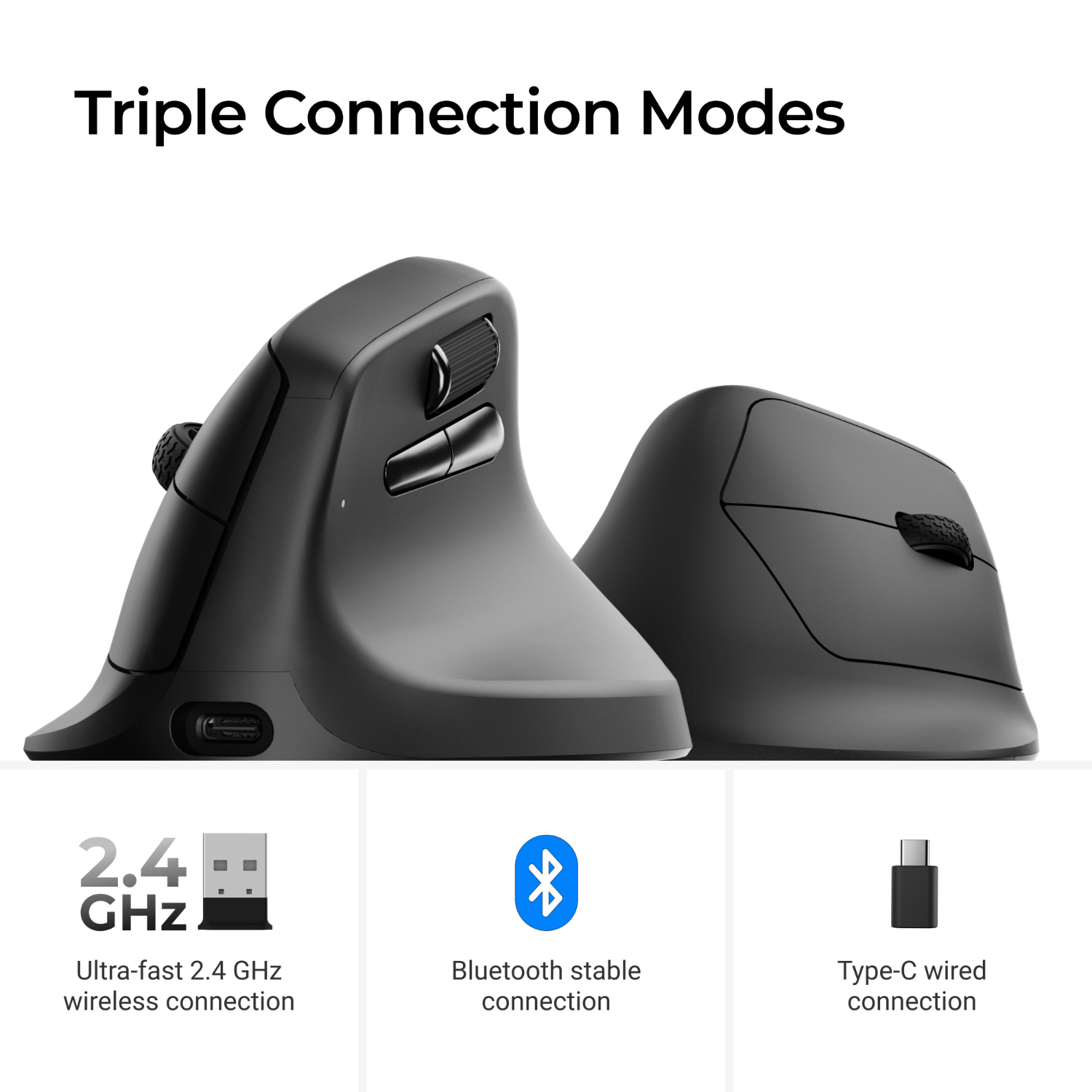 Keychron Keychron M5-A29 1K Wireless Mouse (BT/2.4GHz/Wired) - Black