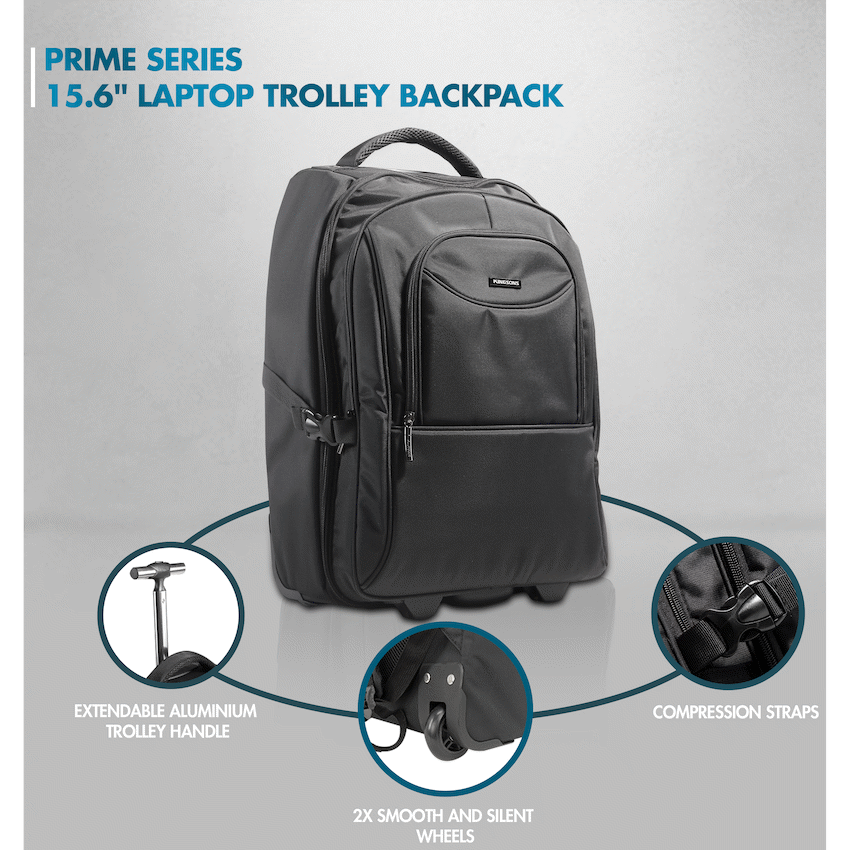 Kingsons Bags Kingsons Prime 15.6" Laptop Trolley Backpack - Black