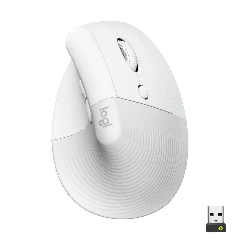 Logitech LOGI LIFT Vertical Ergonomic Wireless Mouse/Logi Bolt USB Receiver - Off-white