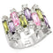 Heba Cocktail Ring - Rhodium 925 Sterling Silver, AAA CZ , Multi Color - LOS334