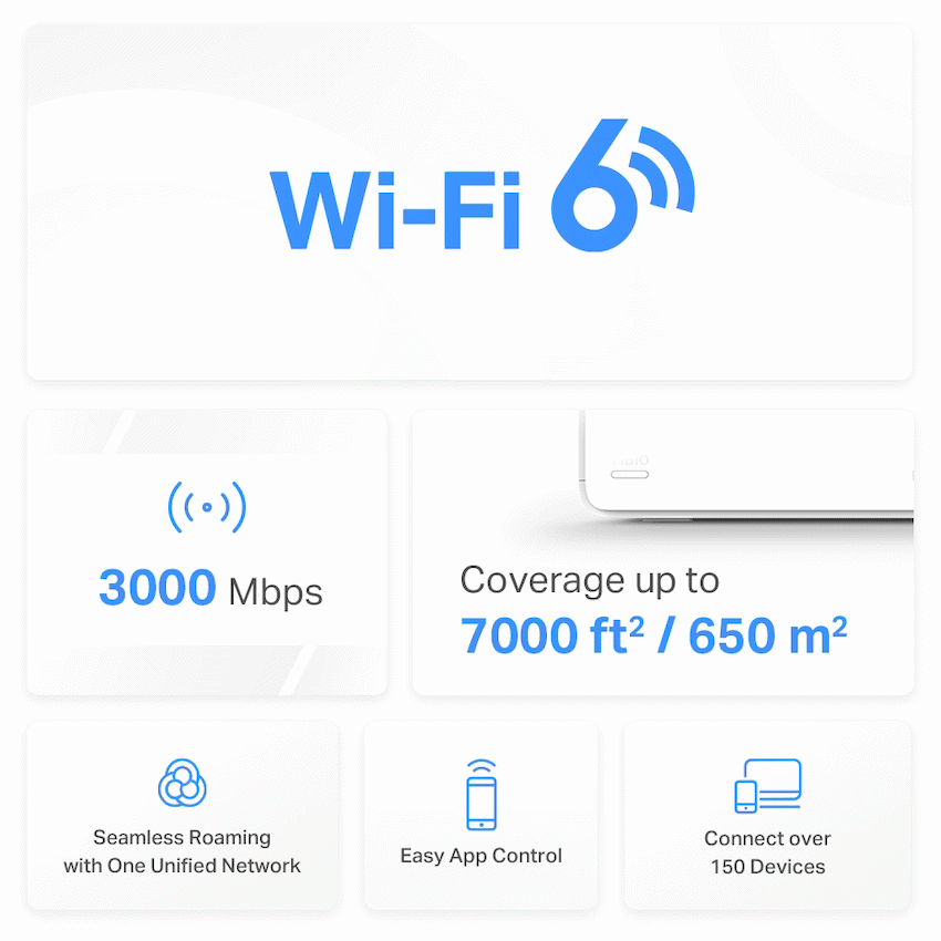 Mercusys Networking TP-Link Mercusys Halo H80X (3-Pack) AX3000 Wi-Fi 6 Mesh System
