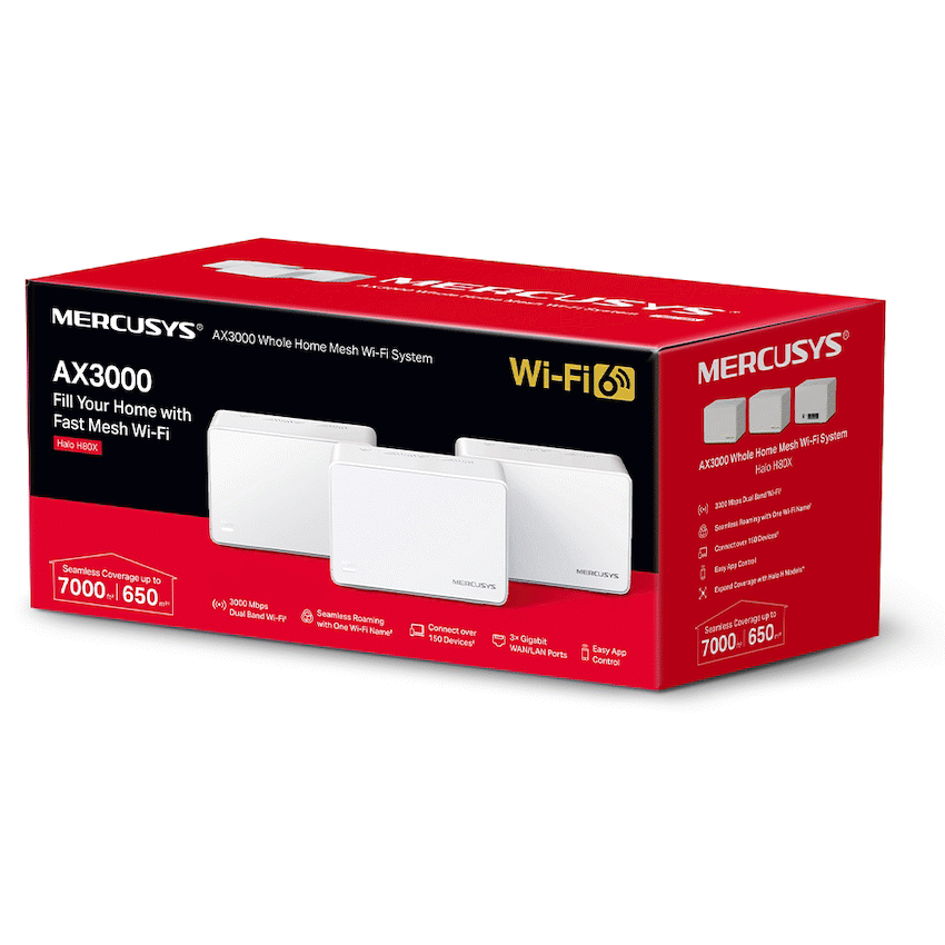 Mercusys Networking TP-Link Mercusys Halo H80X (3-Pack) AX3000 Wi-Fi 6 Mesh System