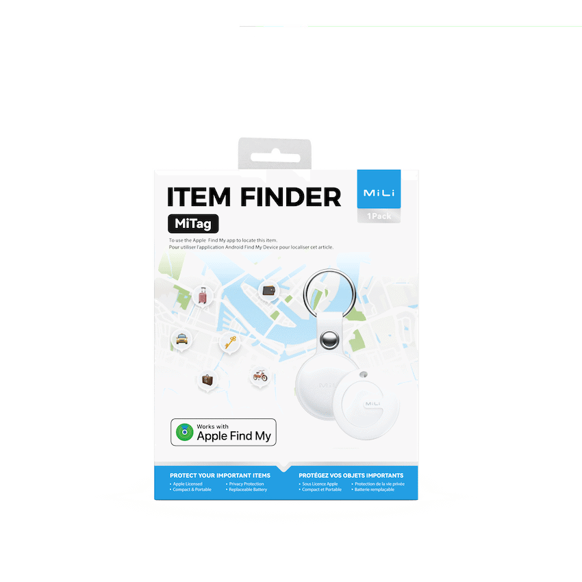 Mili Mobile Accessories MiTag Apple-Compatible Tag with Leather Keychain Accessory - 1 Pack