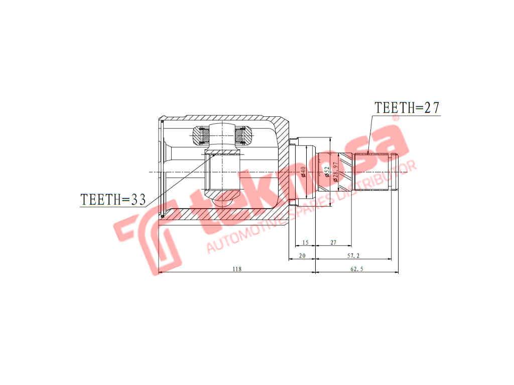 Inner Left CV Joint – Nissan Qashqai / Qashqai+2 / X-Trail 2.0 MR20DE NI4059