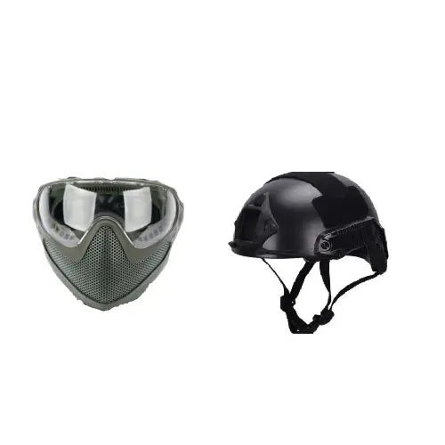 6MM PROSHOP PILOT MASK OLIVE WITH FASTJUMP HELMET COMBO