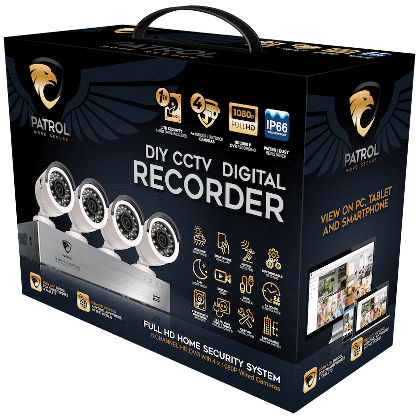 Patrol Smart Home Patrol 8 Channel 4 x Bullet Cameras 1080p 1tb DVR Kit