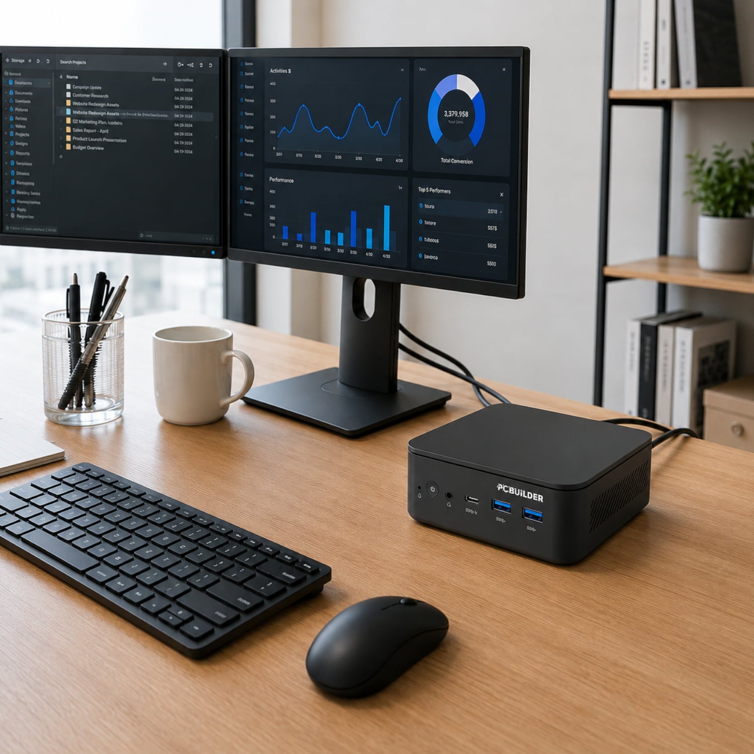 PCBuilder PCBuilder CUBE Intel Core 3-100U 16GB DDR5 512GB Windows 11 Pro Mini PC
