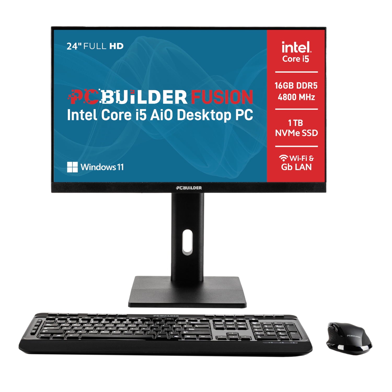 PCBuilder PCBuilder FUSION 24" Intel Core i5-12400 16GB DDR5 1TB Windows 11 AiO Desktop PC