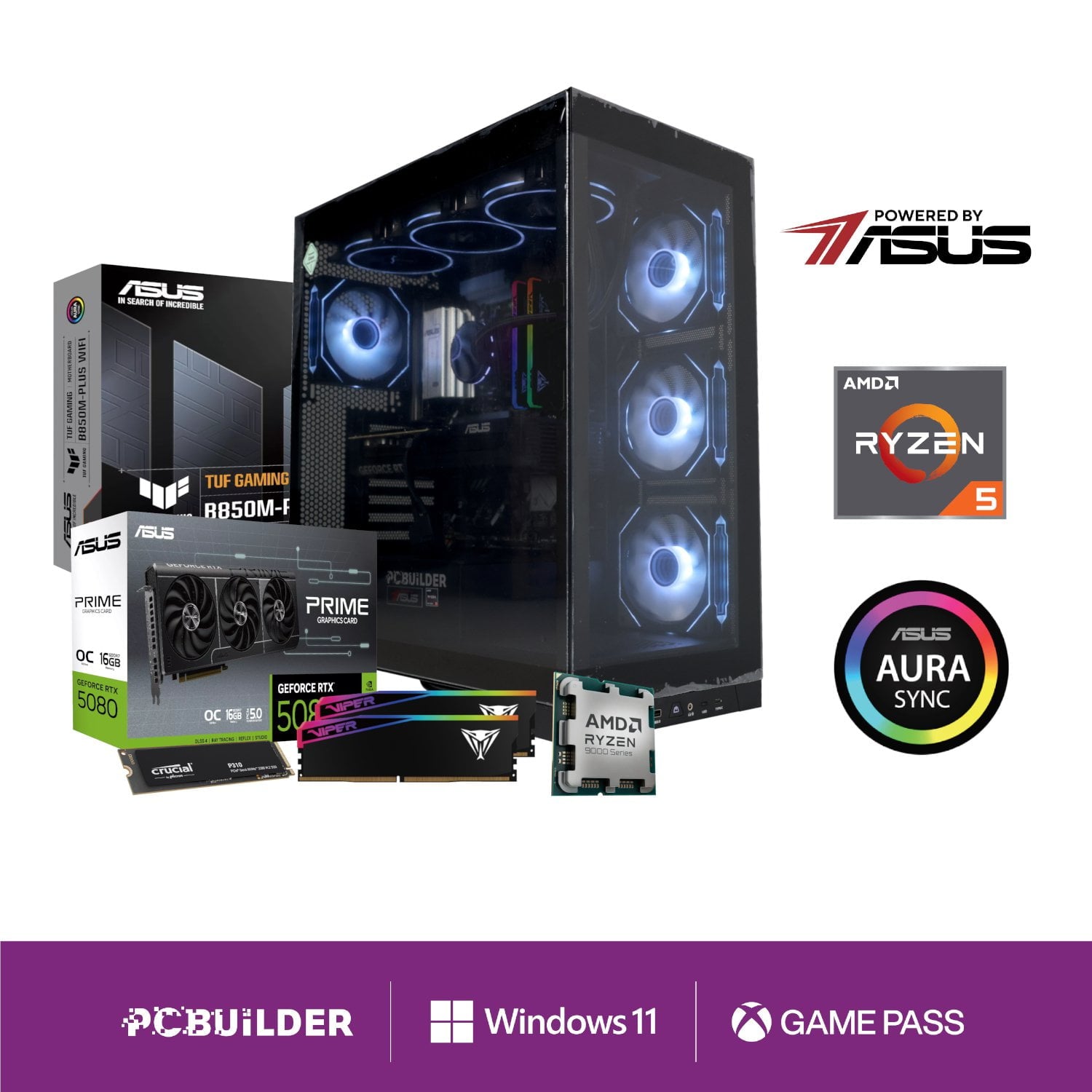 PCBuilder PCBuilder Ryzen 7 9850X3D ODYSSEY Windows 11 Gaming PC