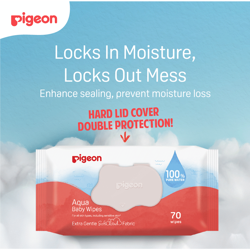 Pigeon Baby & Toddler PIGEON AQUA BABY WIPES 70's FLIPTOP  3-IN-1
