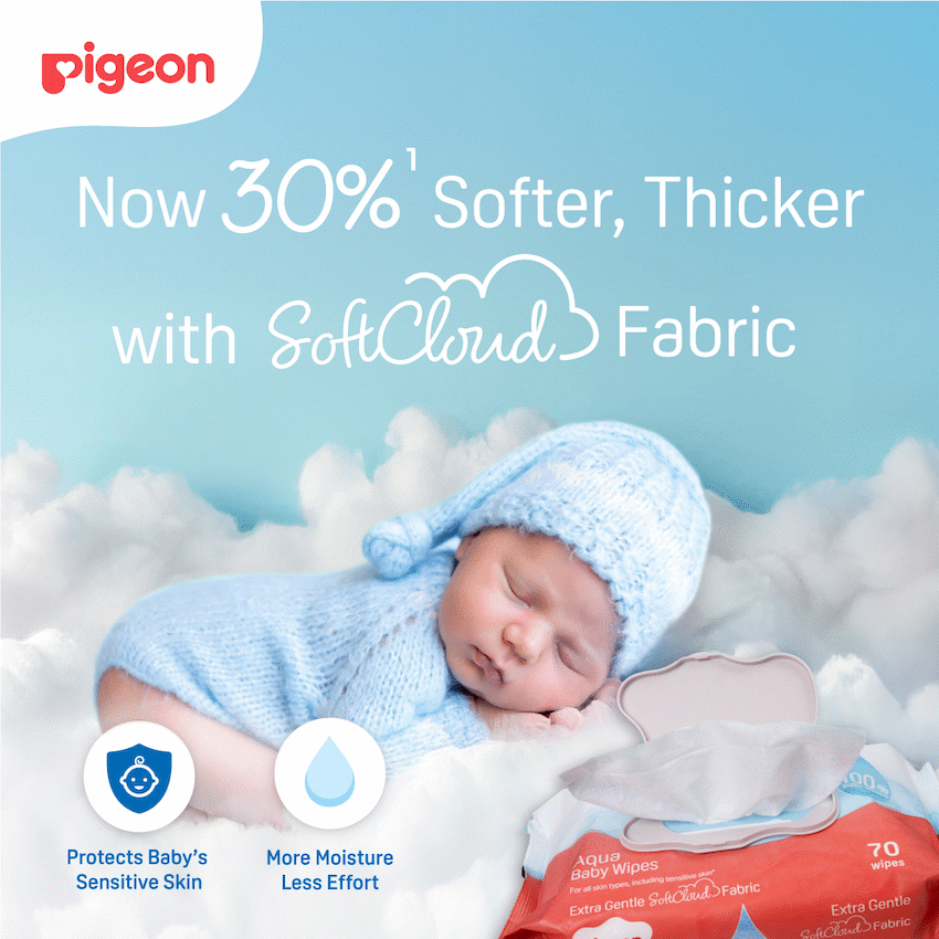 Pigeon Baby & Toddler PIGEON AQUA BABY WIPES 70's FLIPTOP  3-IN-1