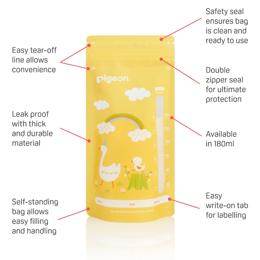 Pigeon Baby & Toddler Pigeon - Breast Milk Storage Bag 180ml Animal Design