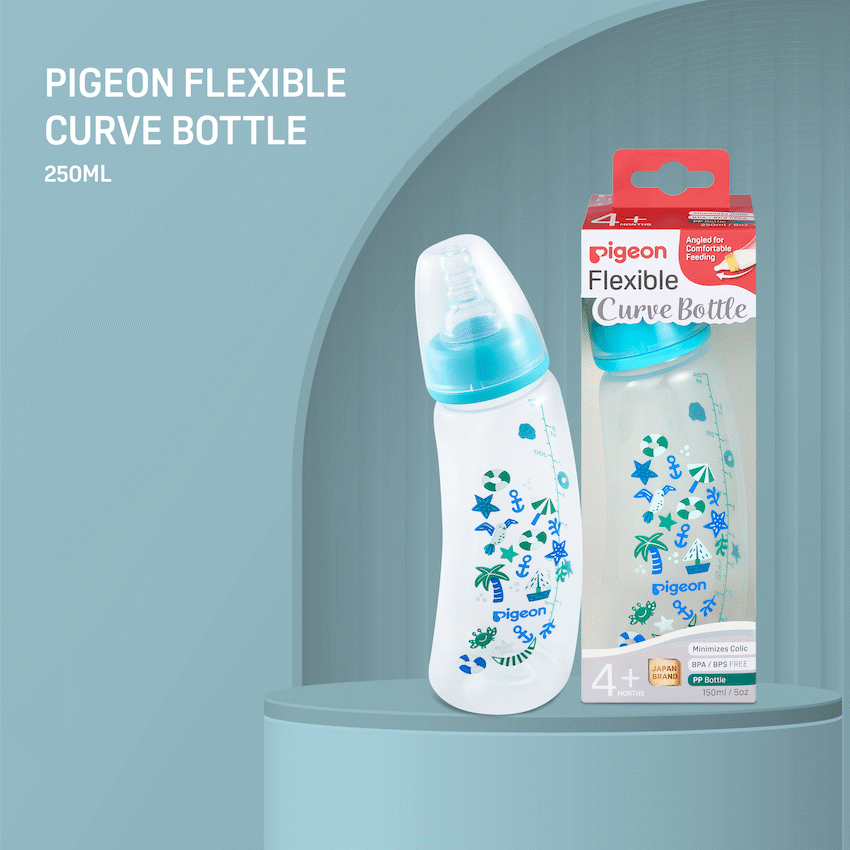 Pigeon Baby & Toddler Pigeon Flexible Curve Bottle 250ml - Beach