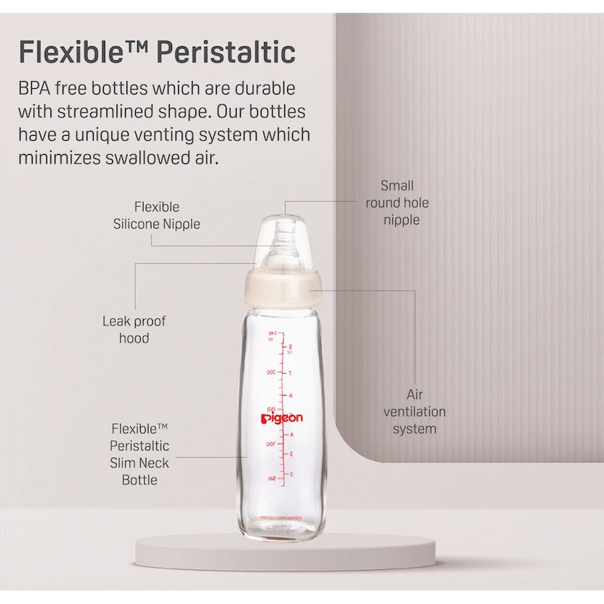 Pigeon Baby & Toddler Pigeon Flexible Glass Bottle with Peristaltic Nipple 240ml