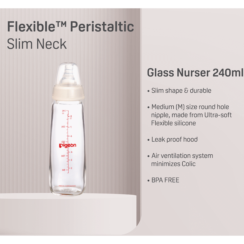 Pigeon Baby & Toddler Pigeon Flexible Glass Bottle with Peristaltic Nipple 240ml
